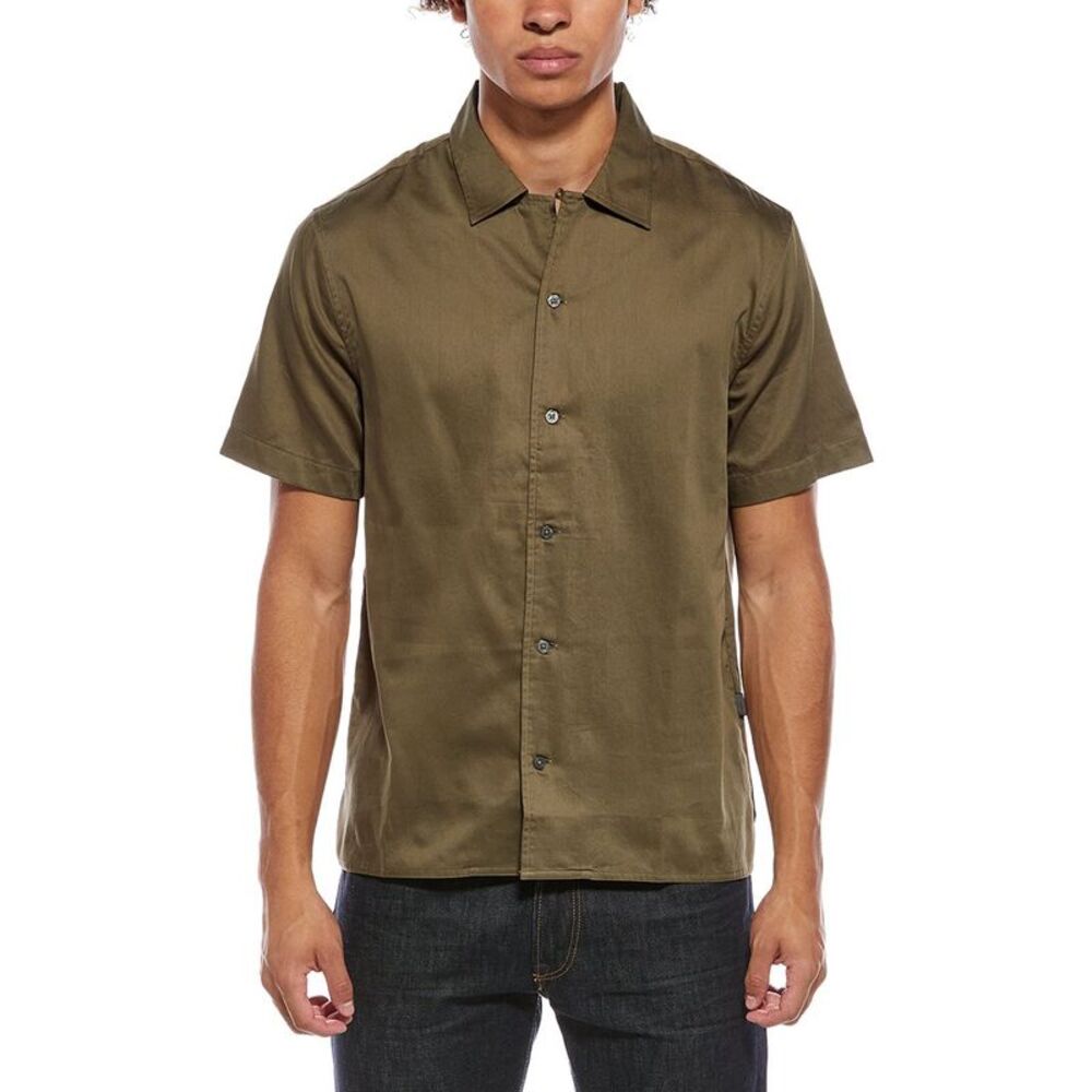 John Varvatos Mens  Danny Camp Shirt, Green